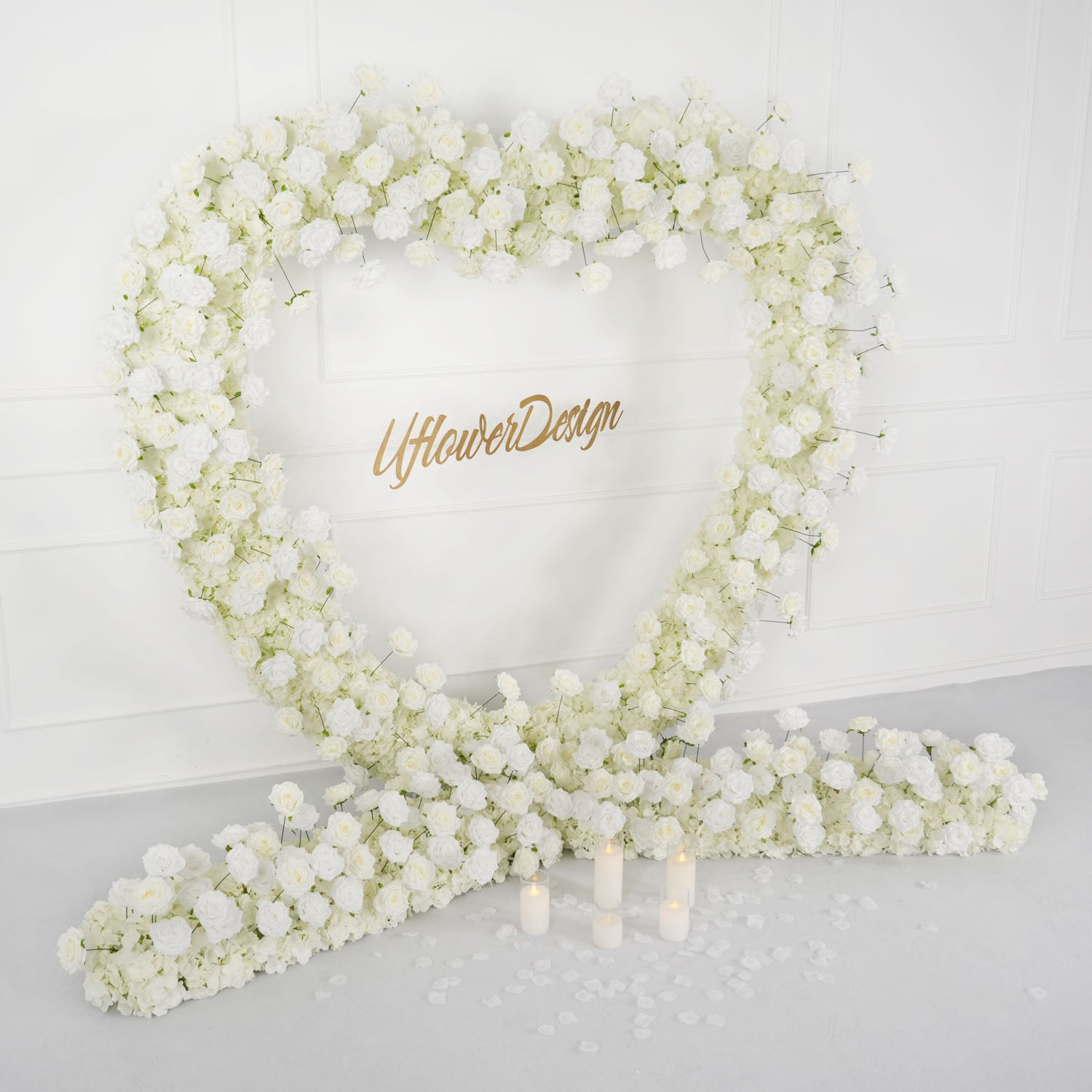 2×2m(78.7 inch * 78.7 inch) Rose Heart Shape+Flower Row*2